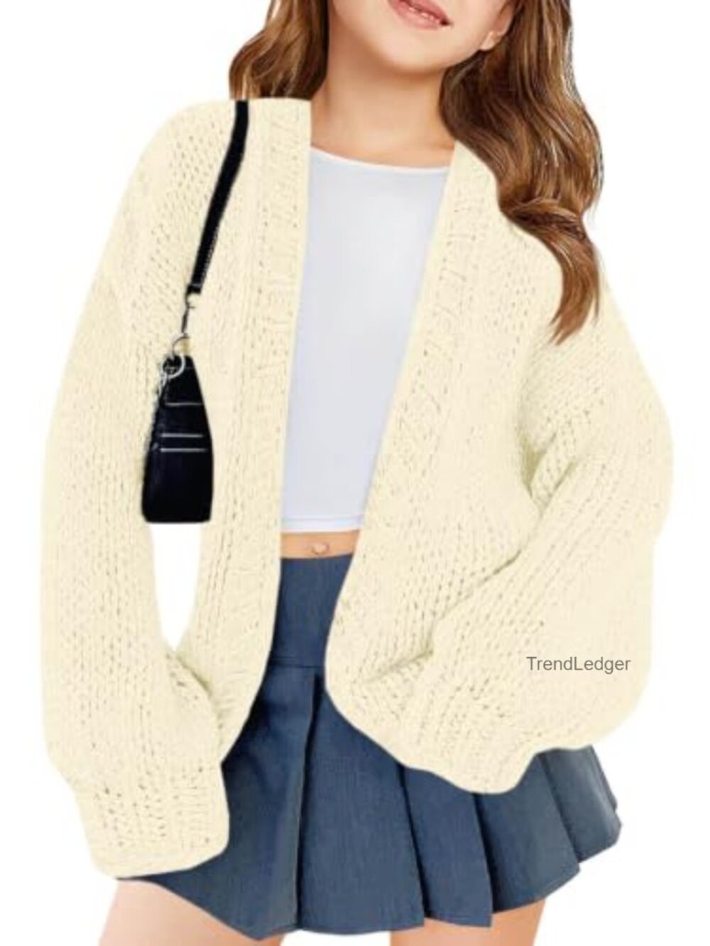 Girls Open Front Cardigan Winter Kids Trendy Long Sleeve Sweater
